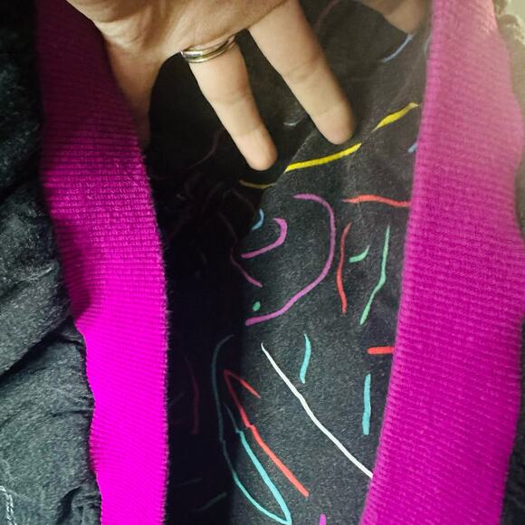 PETER MAX Vintage Custom Design Geo Face Neon Sign Reversible Sweatshirt Size L - Picture 7 of 9